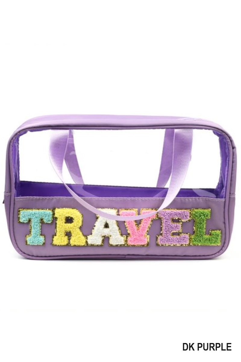 Travel Clear Bag with Chenille Letters - Lavender Hills BeautyLavender Hills BeautyU - 213