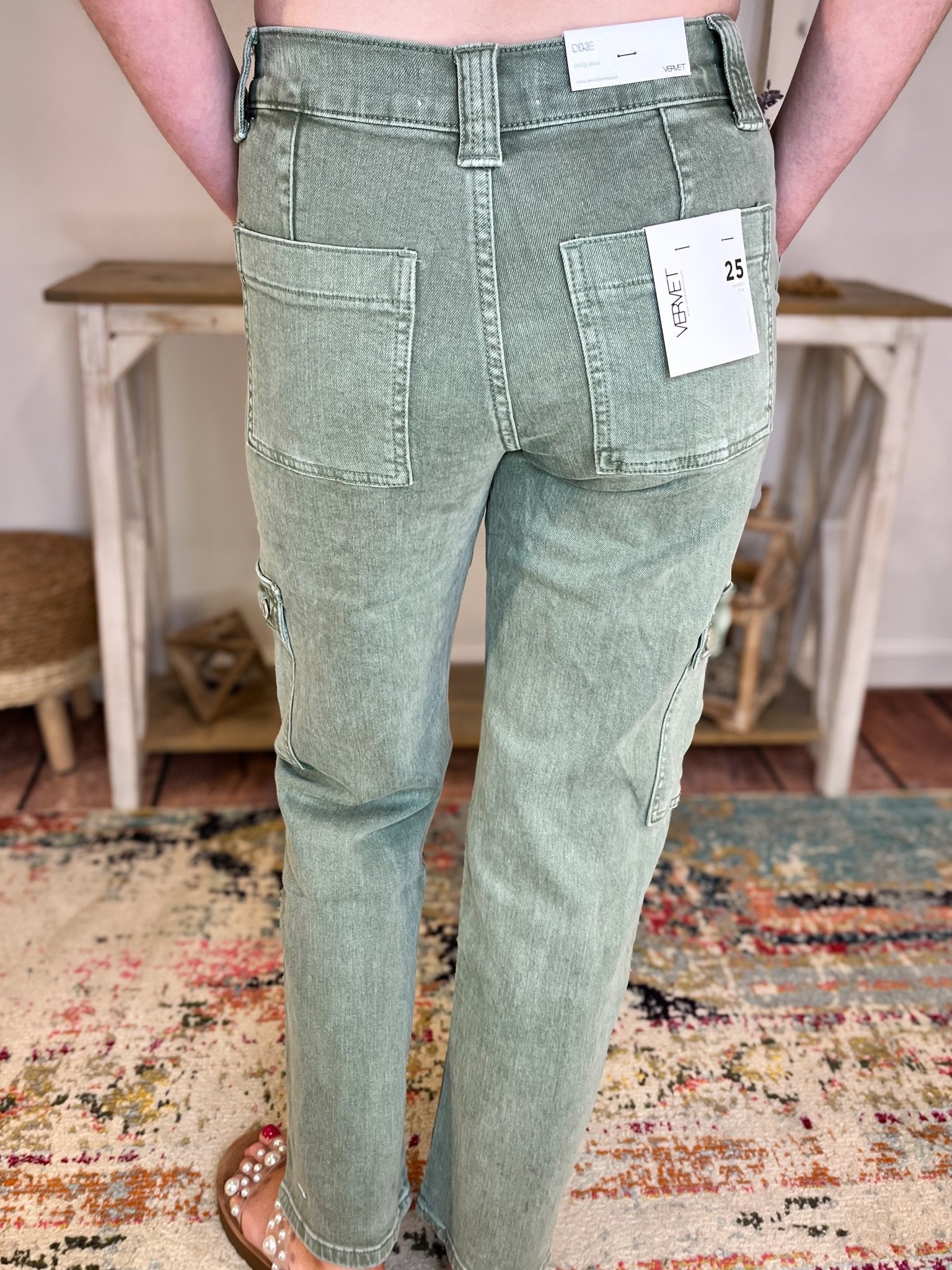 Vervet by Flying Monkey Dixie Cargo Straight Ankle Jeans - Army Green - Lavender Hills BeautyVervet by Flying MonkeyV3376AG - 24