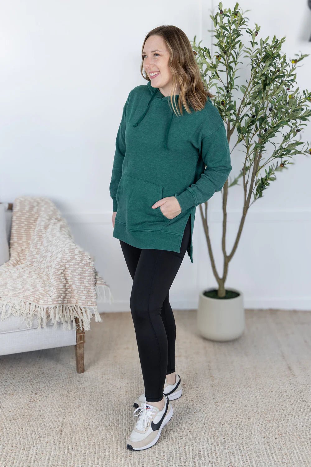 Vintage Wash Hoodie Pullover Sweatshirt - Hunter Green - Lavender Hills BeautyMichelle Mae