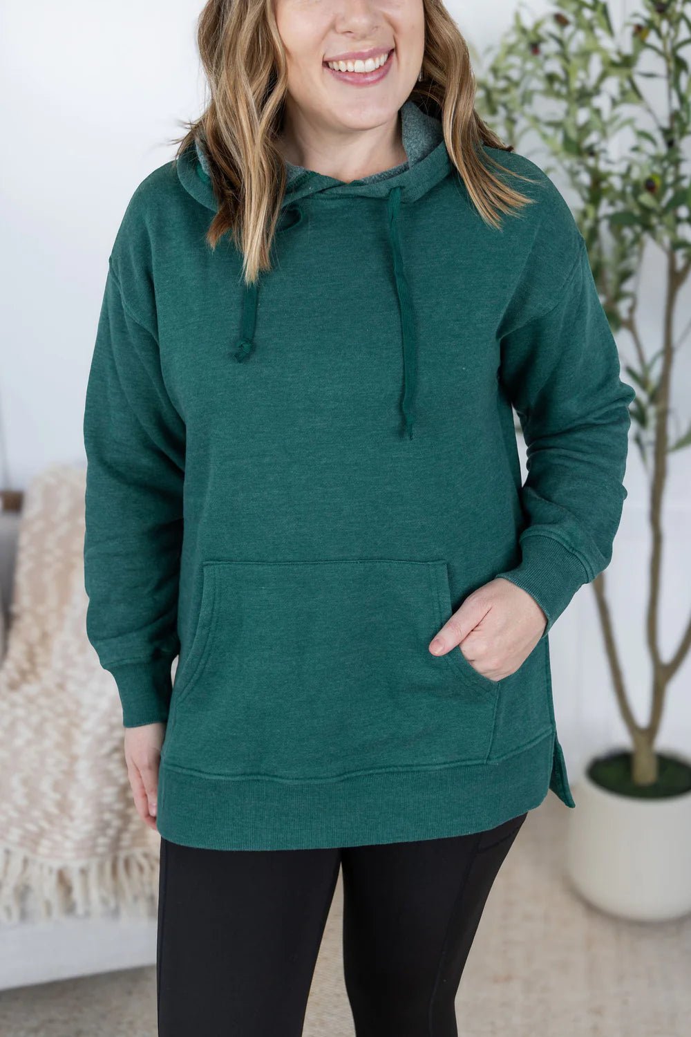 Vintage Wash Hoodie Pullover Sweatshirt - Hunter Green - Lavender Hills BeautyMichelle Mae