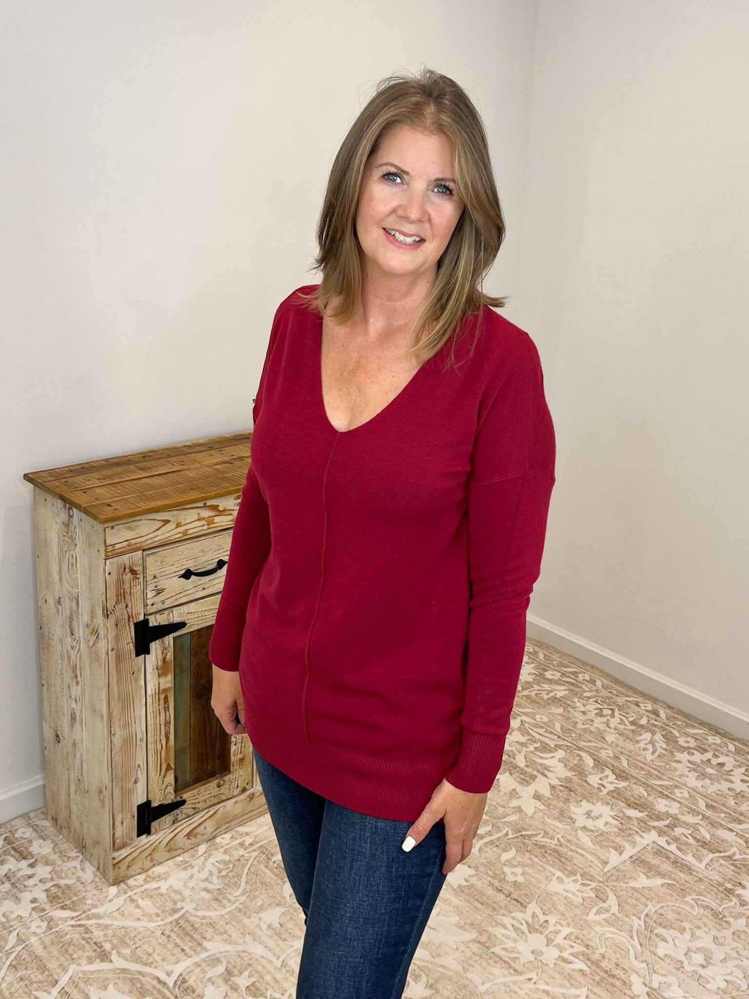 Viscose Front Seam Sweater - Lavender Hills BeautyZenanaTW - 2211D6 - BLK - SM