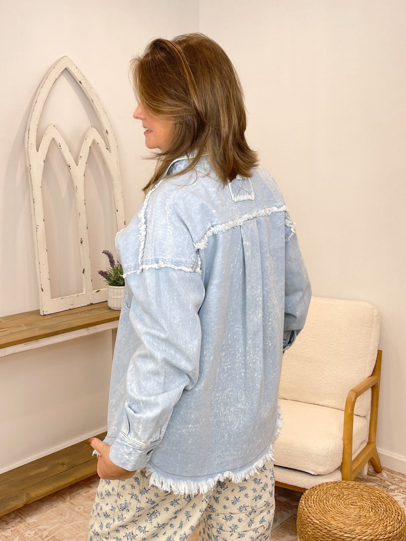 Washed Oversized Denim Chambray Jacket - Indigo - Lavender Hills BeautyVery J