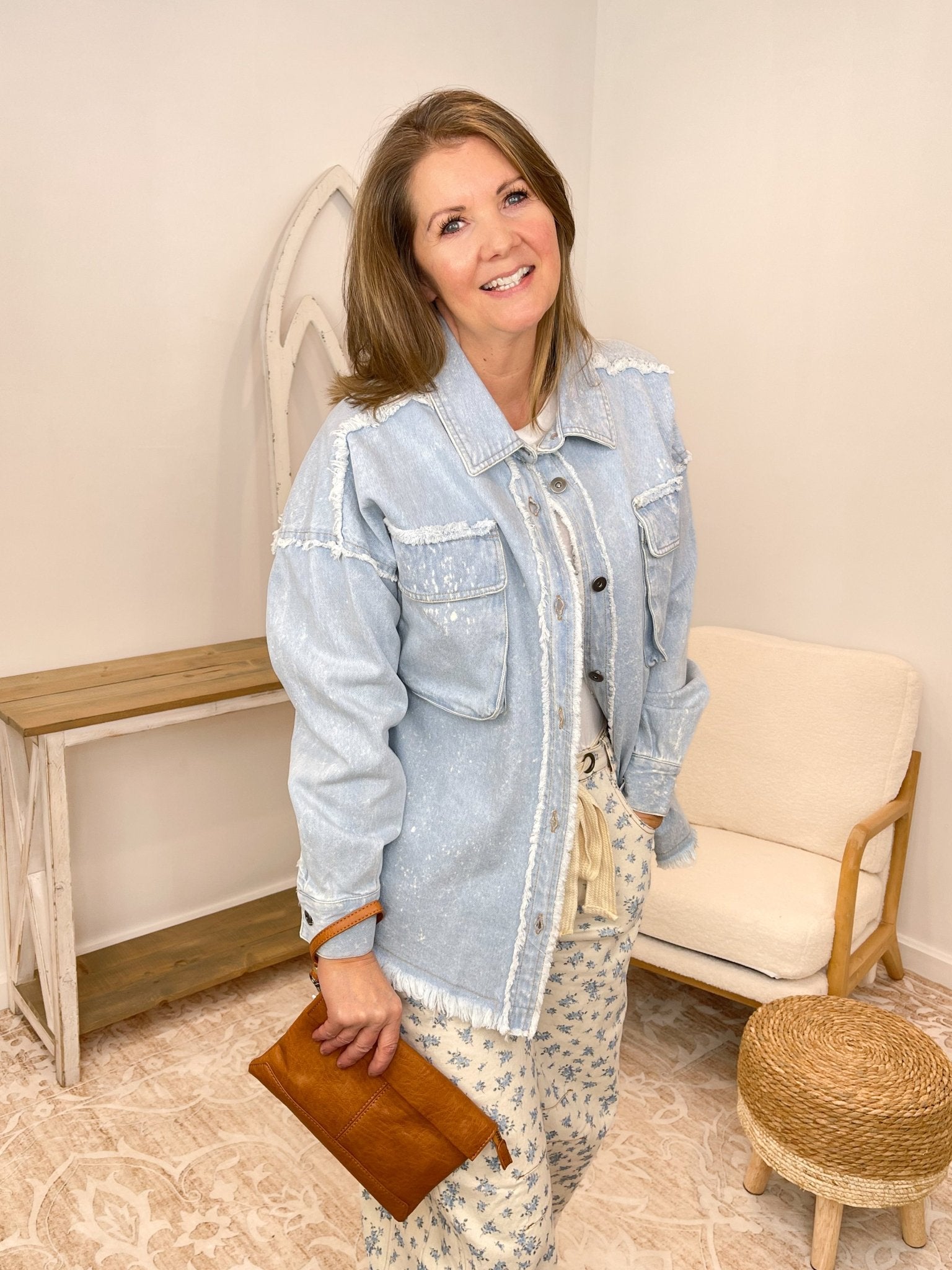 Washed Oversized Denim Chambray Jacket - Indigo - Lavender Hills BeautyVery J