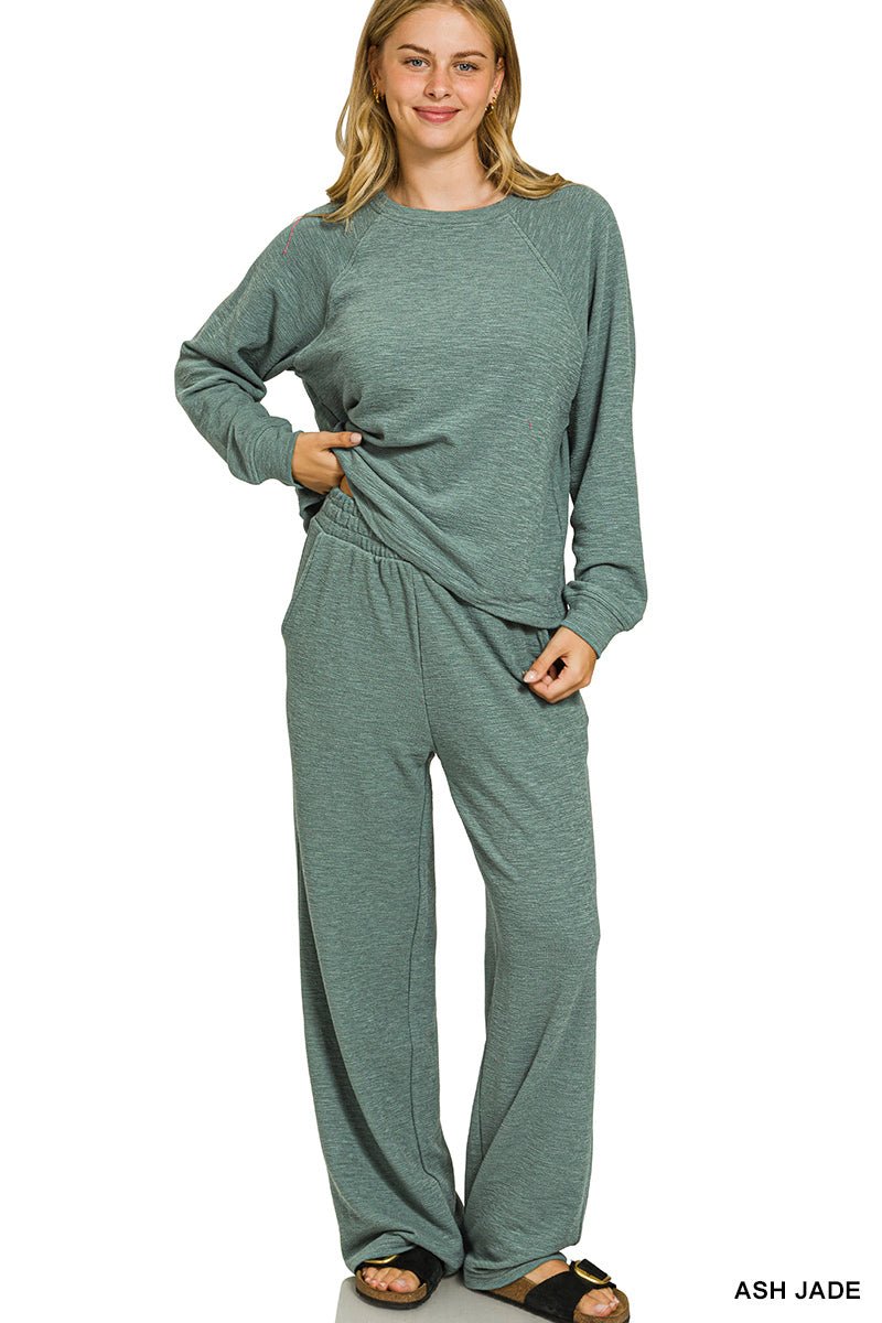 Weekend Mood - 2 Piece Long Sleeve Top & Pants Set - Black - Lavender Hills BeautyZenanaCTCP - 3473 - ASHJDE - S