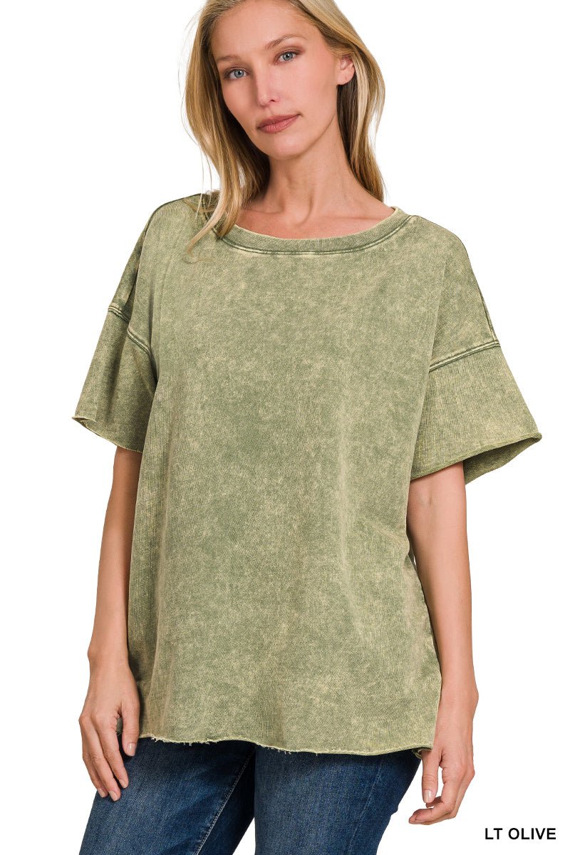 Weekender Drop Shoulder Short Sleeve Top - Lavender Hills BeautyZenana