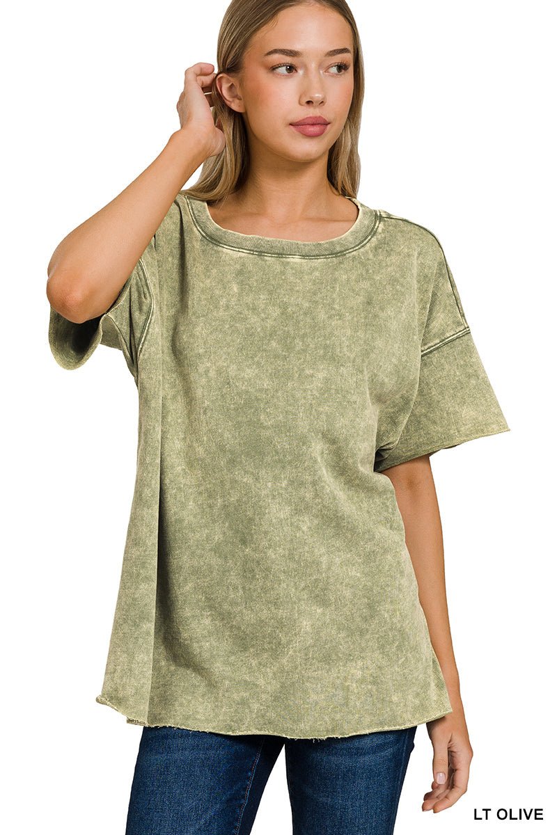 Weekender Drop Shoulder Short Sleeve Top - Lavender Hills BeautyZenana