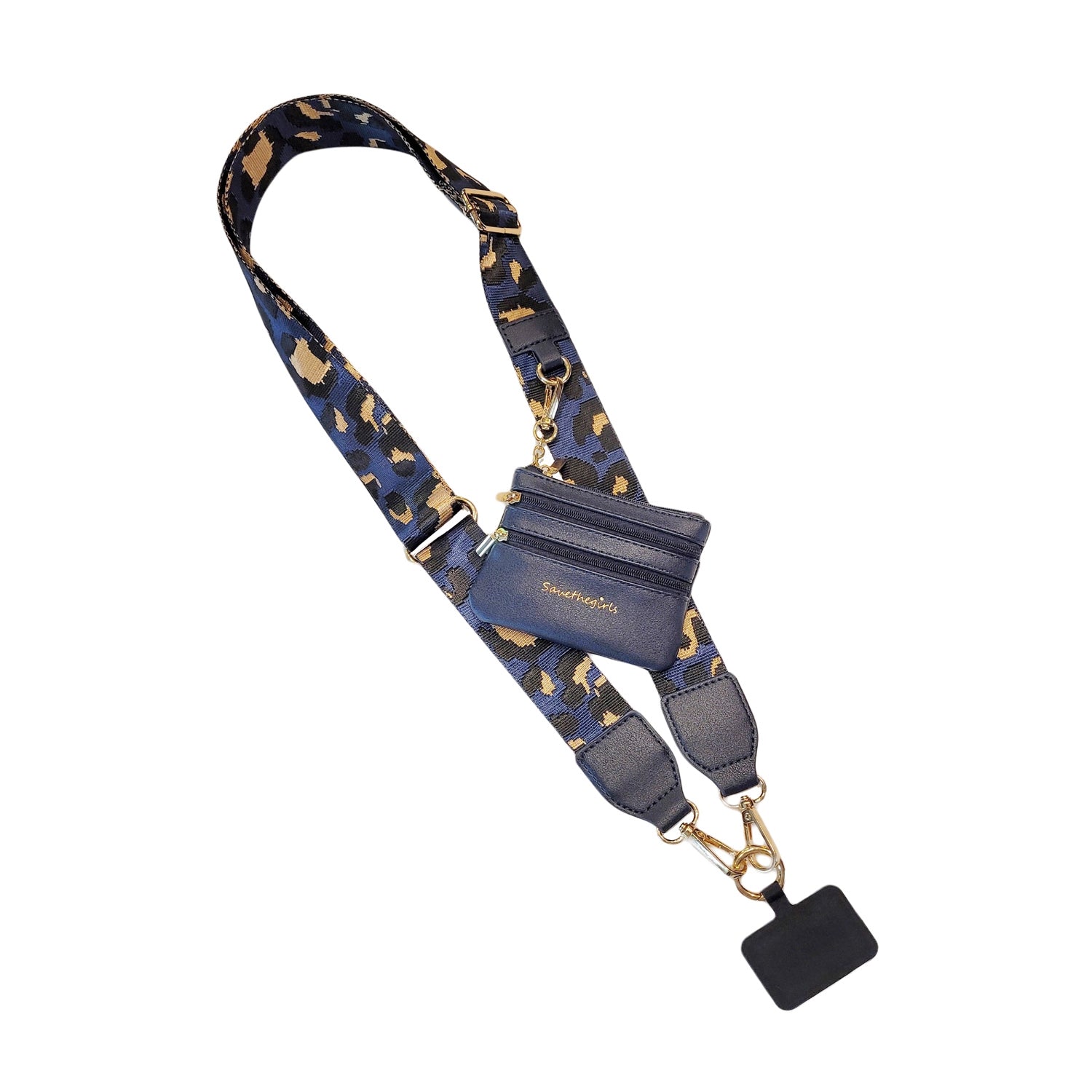 Clip & Go Strap with Pouch - Navy/Brown Leopard - Lavender Hills BeautySave The GirlsCG-1019NL