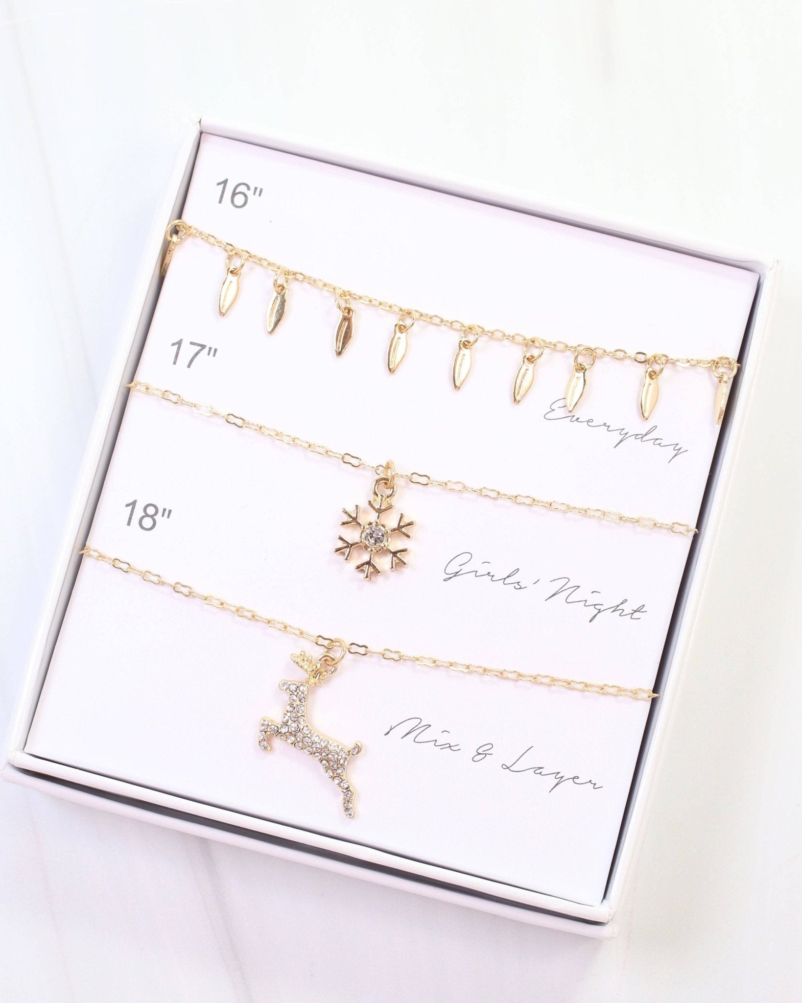 Reindeer Sparkle 3 Necklace Set Gold - Lavender Hills BeautyCaroline HillN40093-GOLD