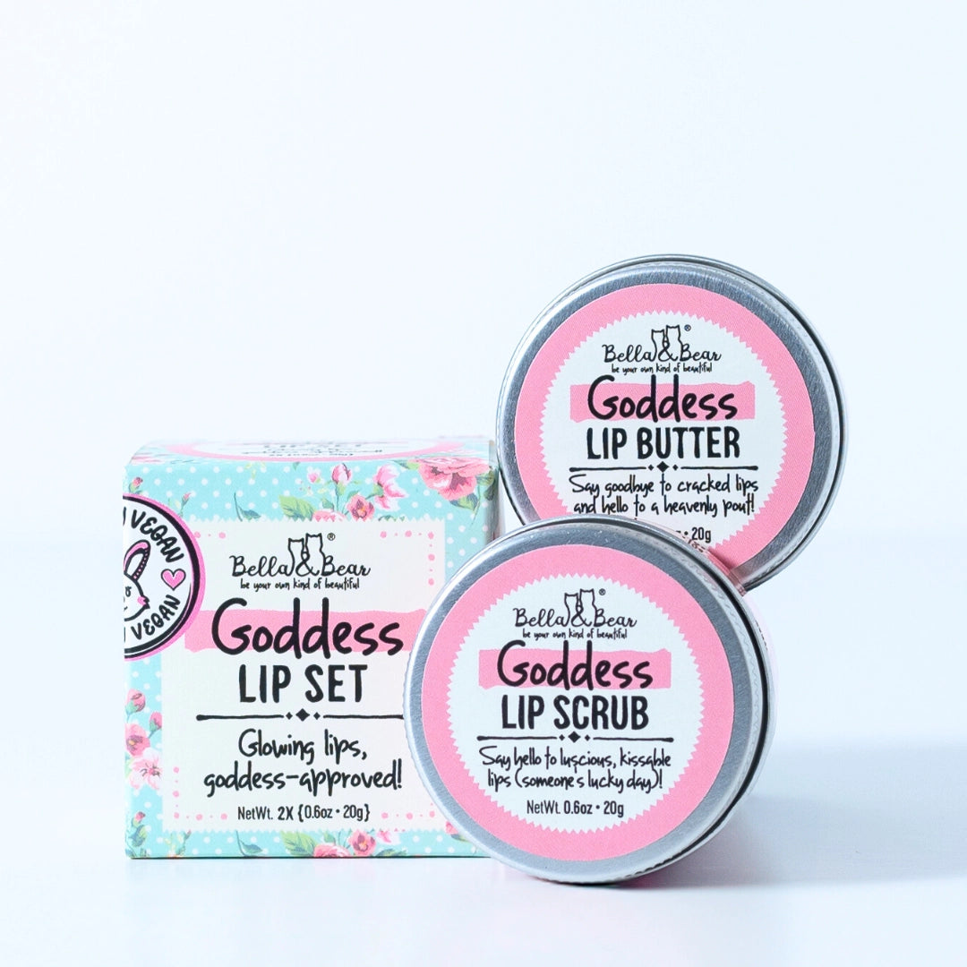 Bella and Bear Goddess Lip Set | Lip Scrub & Lip Butter | Gift Set