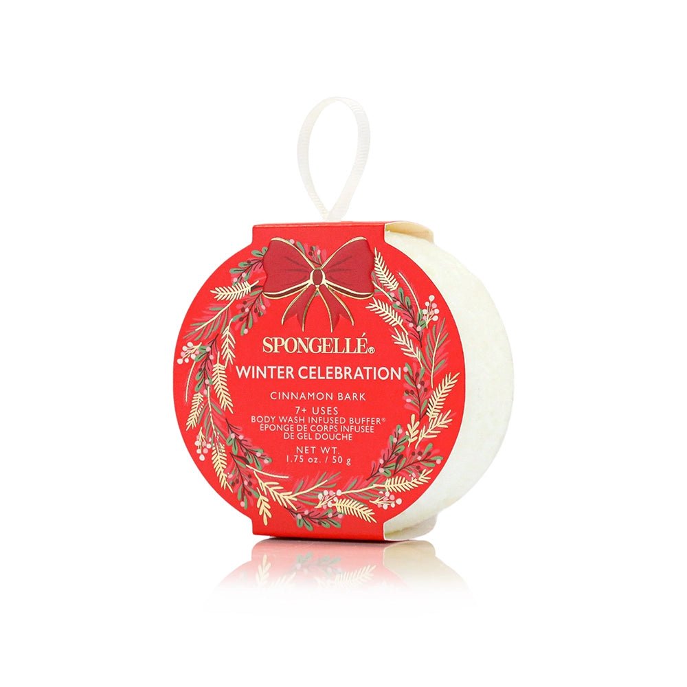 Holiday Wreath Buffer Christmas Body Wash Infused Sponge - Lavender Hills BeautySpongelleAST-HOLWRAP3-2