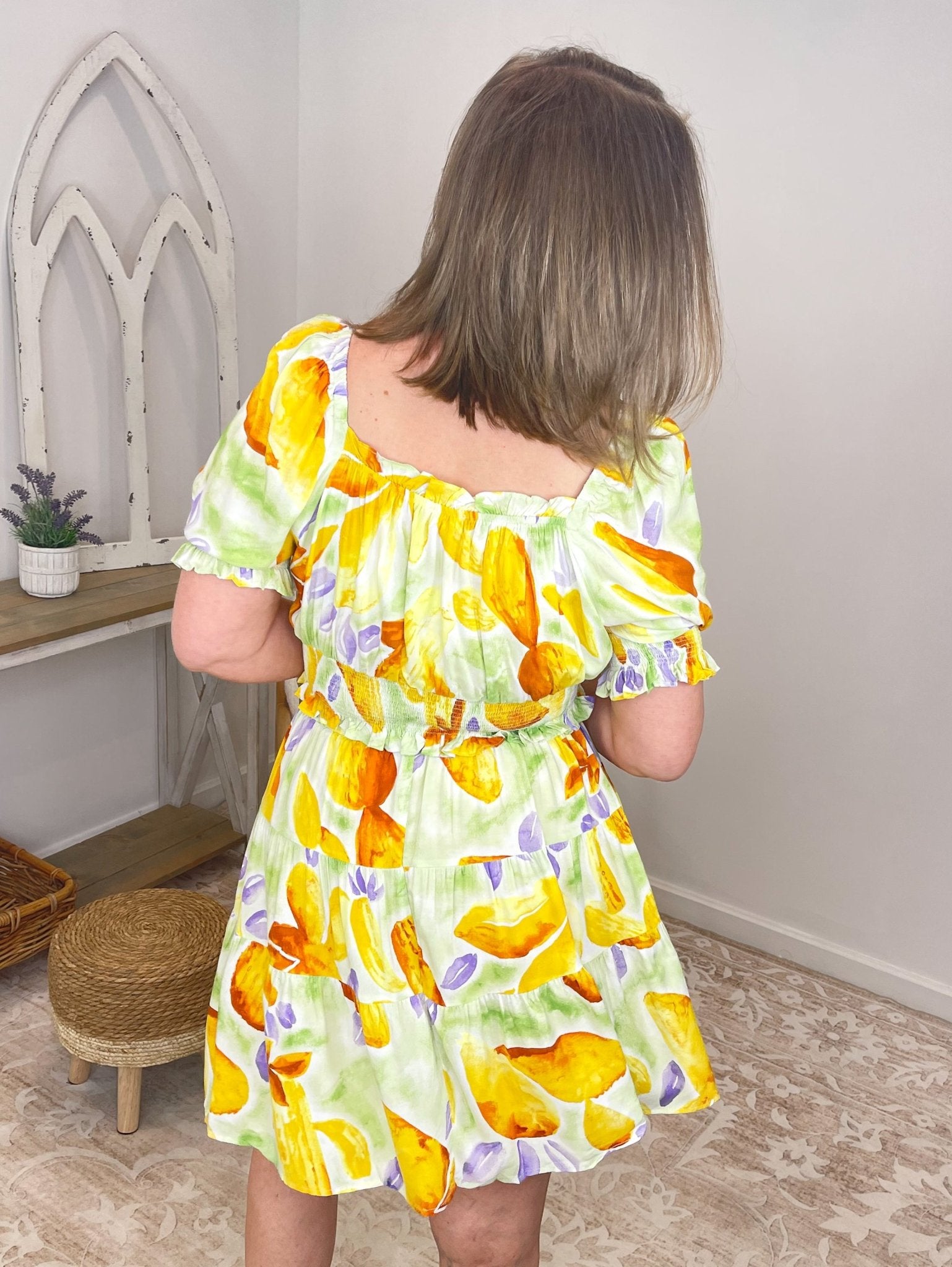 Tropical Floral Smocked Crop Top & Tiered Ruffle Skirt Set - Lavender Hills BeautyEaselET18513-S