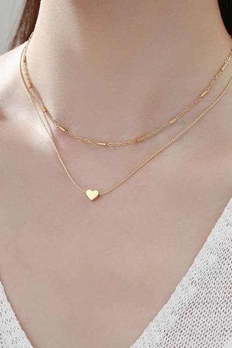 Dainty Layered Heart Gold Necklace - Lavender Hills BeautyJosslyn by Wall to Wall40NK358