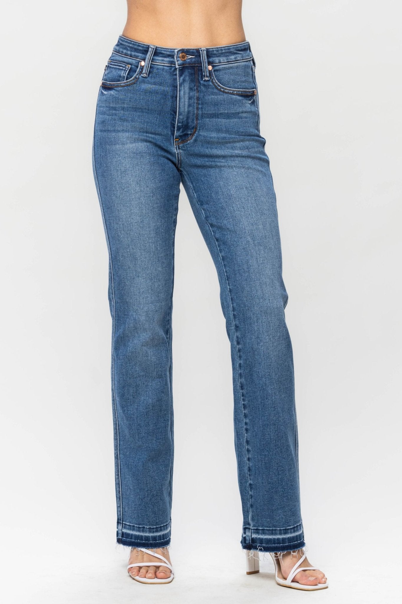 Dixie Raw Hem Tummy Control Slim Bootcut Jeans | Judy Blue | 88626 - Lavender Hills BeautyJudy Blue