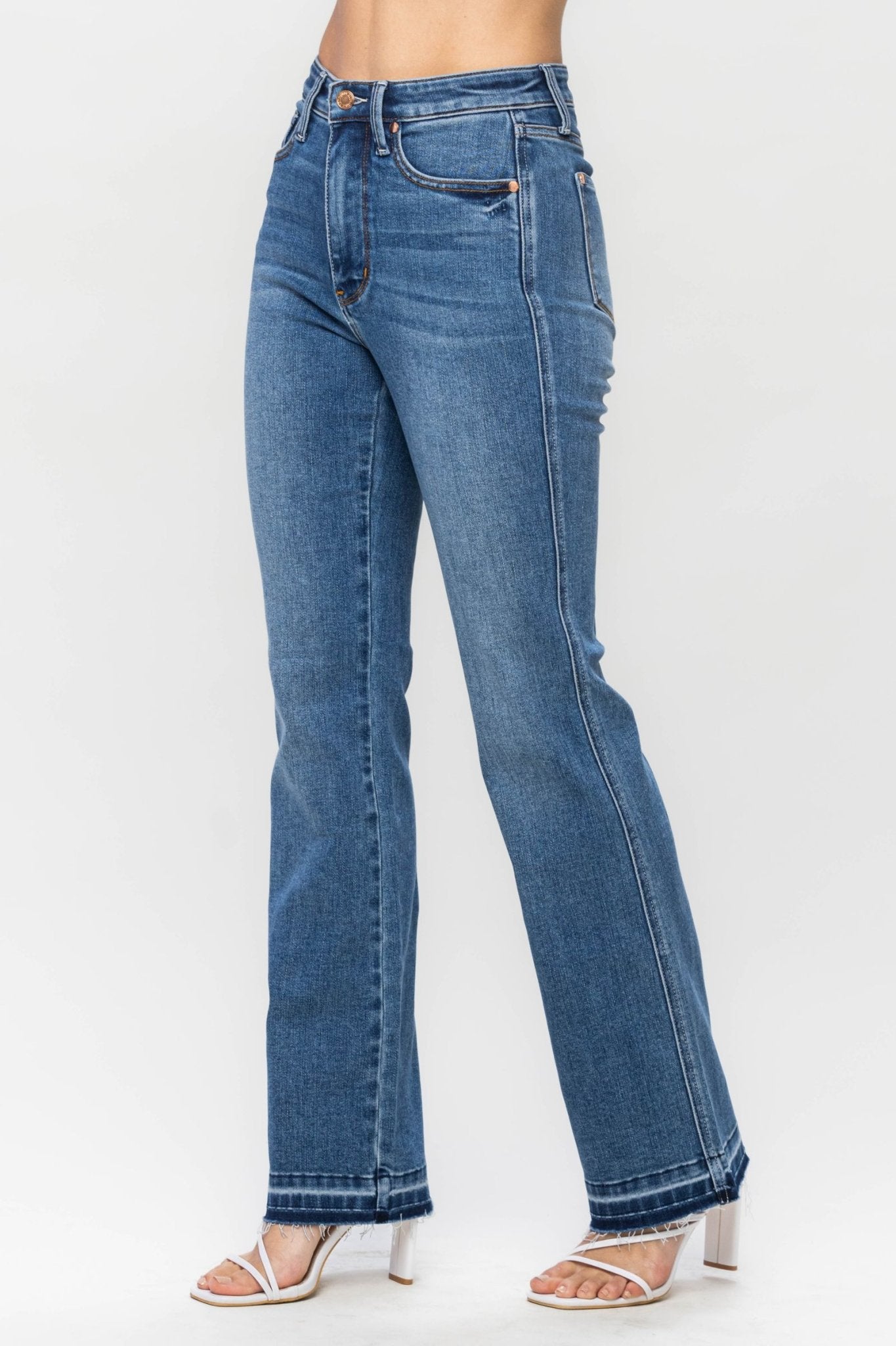 Dixie Raw Hem Tummy Control Slim Bootcut Jeans | Judy Blue | 88626 - Lavender Hills BeautyJudy Blue