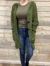 Load image into Gallery viewer, Soft Hooded Cardigan - Olive
