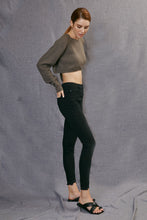 Load image into Gallery viewer, Midnight Black Button Fly Skinny Jeans by Kan Can
