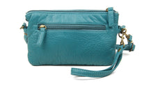 Load image into Gallery viewer, Anita Three Way Crossbody Wristlet Purse - Teal Blue  | Vegan Leather
