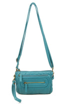 Load image into Gallery viewer, Anita Three Way Crossbody Wristlet Purse - Teal Blue  | Vegan Leather
