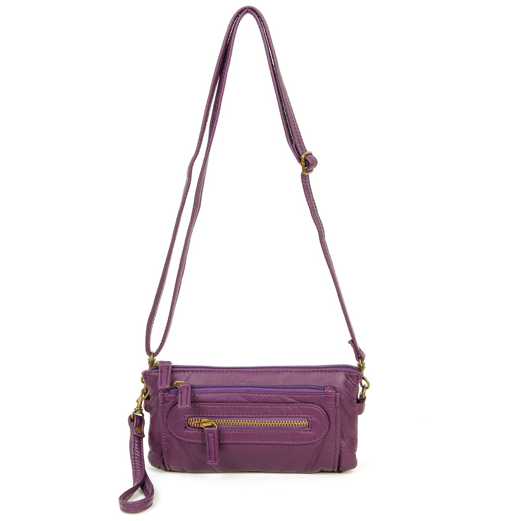 Anita Three Way Crossbody Wristlet Purse - Purple | Vegan Leather