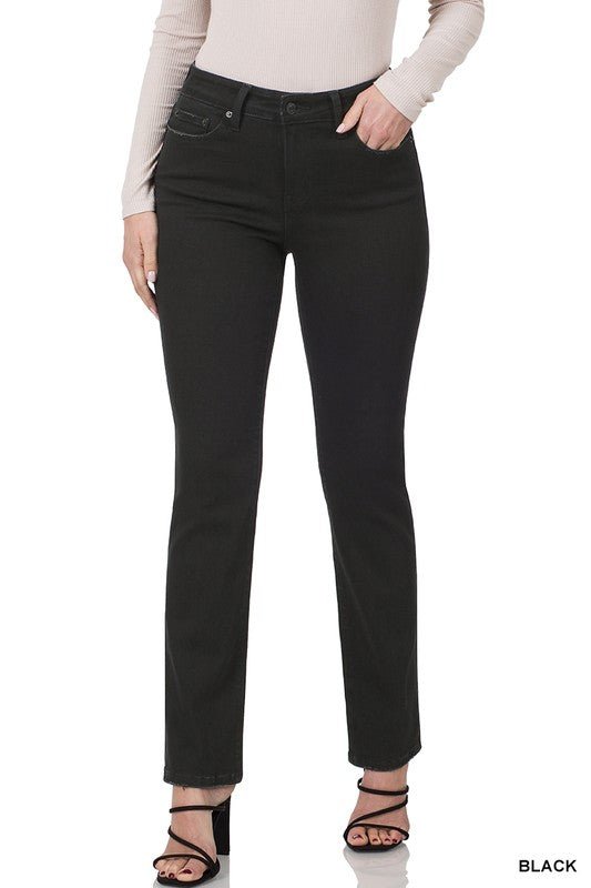 Classic Mid-Rise Straight Leg Black Jeans | Zenana - Lavender Hills BeautyZenanaDPP-1726BB