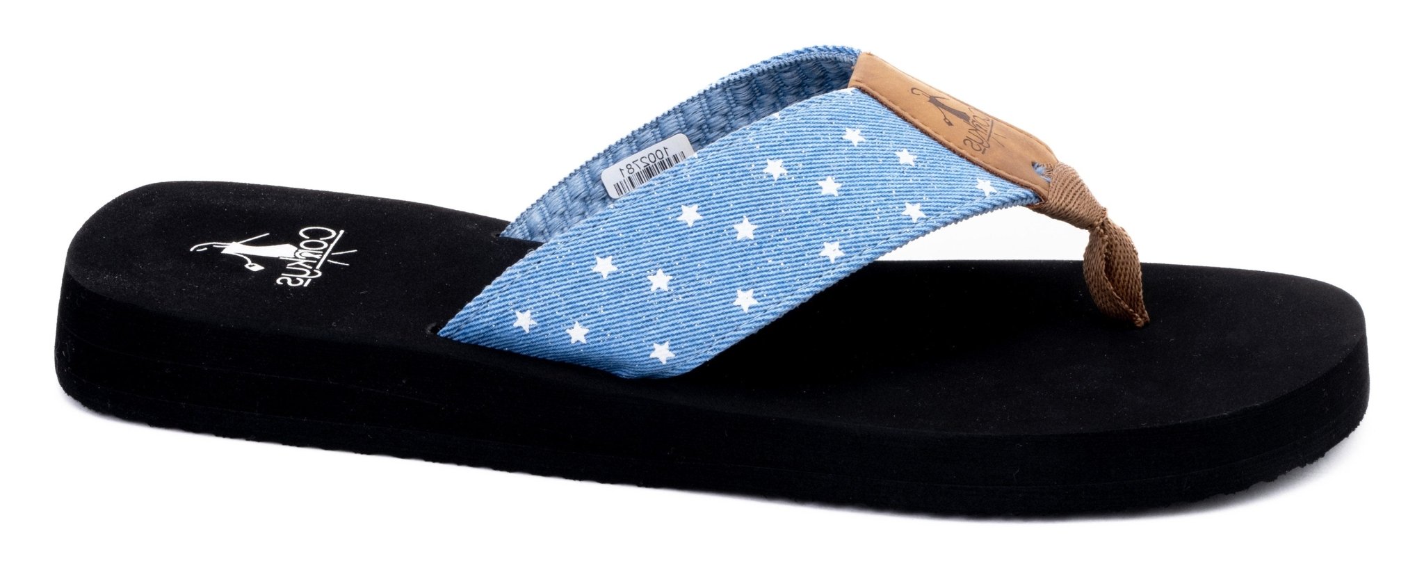 Summer Break Flip Flops - Blue Denim Stars - Lavender Hills BeautyCorkys Footwear41-0347-BDST-U-6