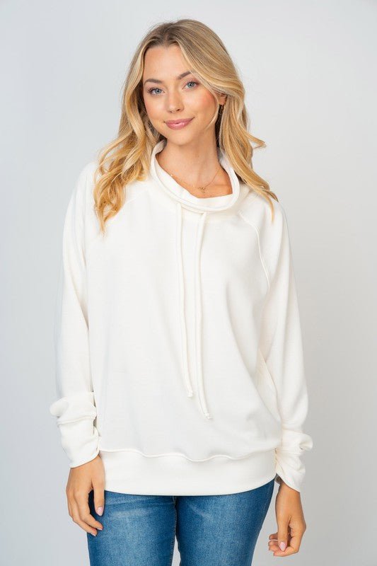 White cowl neck clearance sweatshirt