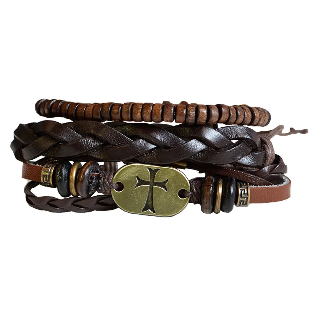 Faith Gear Gold Cross Mens Bracelet - Lavender Hills BeautyKerussoFGBJ168