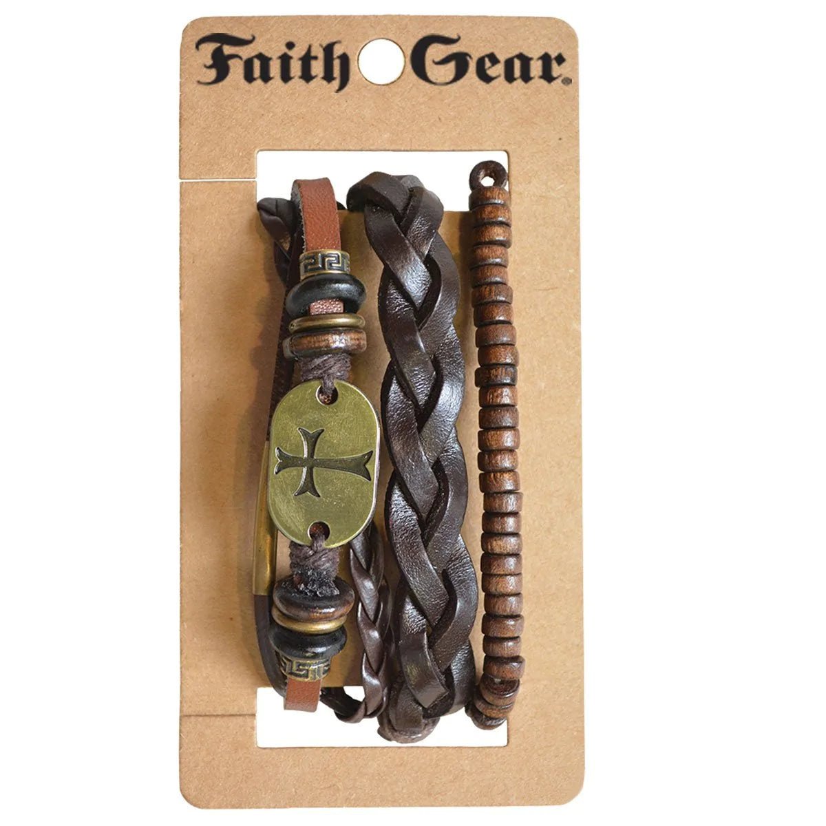Faith Gear Gold Cross Mens Bracelet - Lavender Hills BeautyKerussoFGBJ168