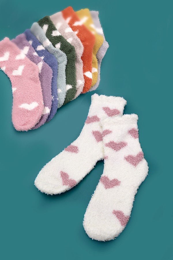 Heart Fuzzy Fleece Plush Socks - Lavender Hills BeautyLavender Hills Beauty40S02043