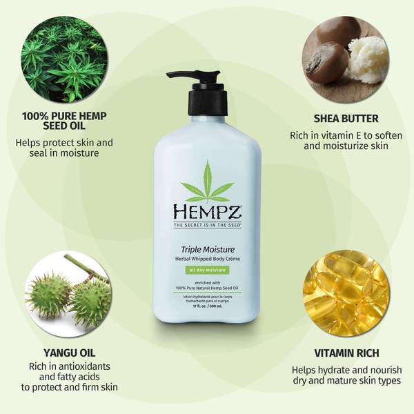 Hempz Triple Moisture Herbal Whipped Body Creme Lotion - 2 Sizes - Lavender Hills BeautyHempz