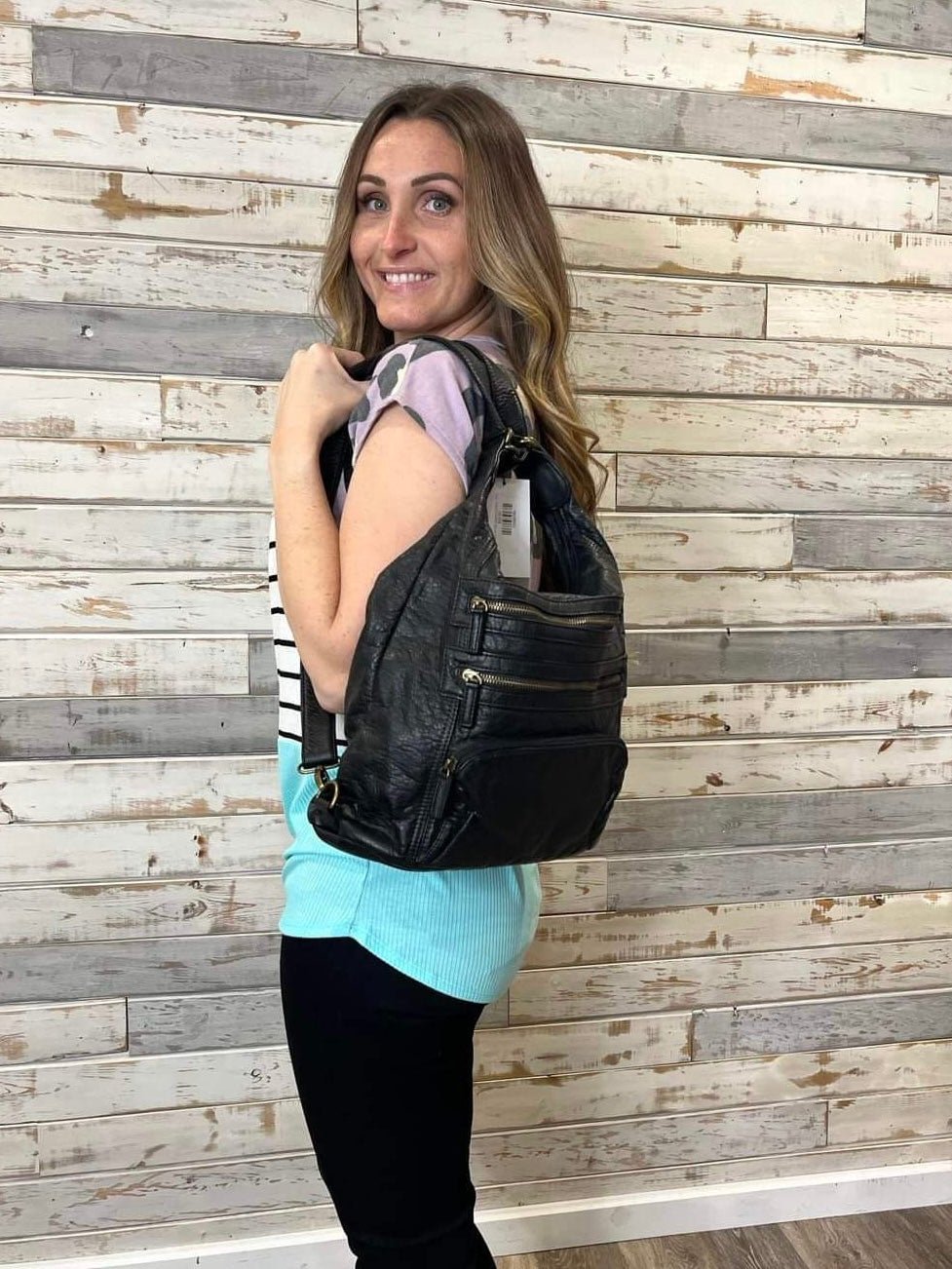 Lisa Convertible Backpack Crossbody Purse - Black | Vegan Leather - Lavender Hills BeautyAmpere CreationsB334-BLK