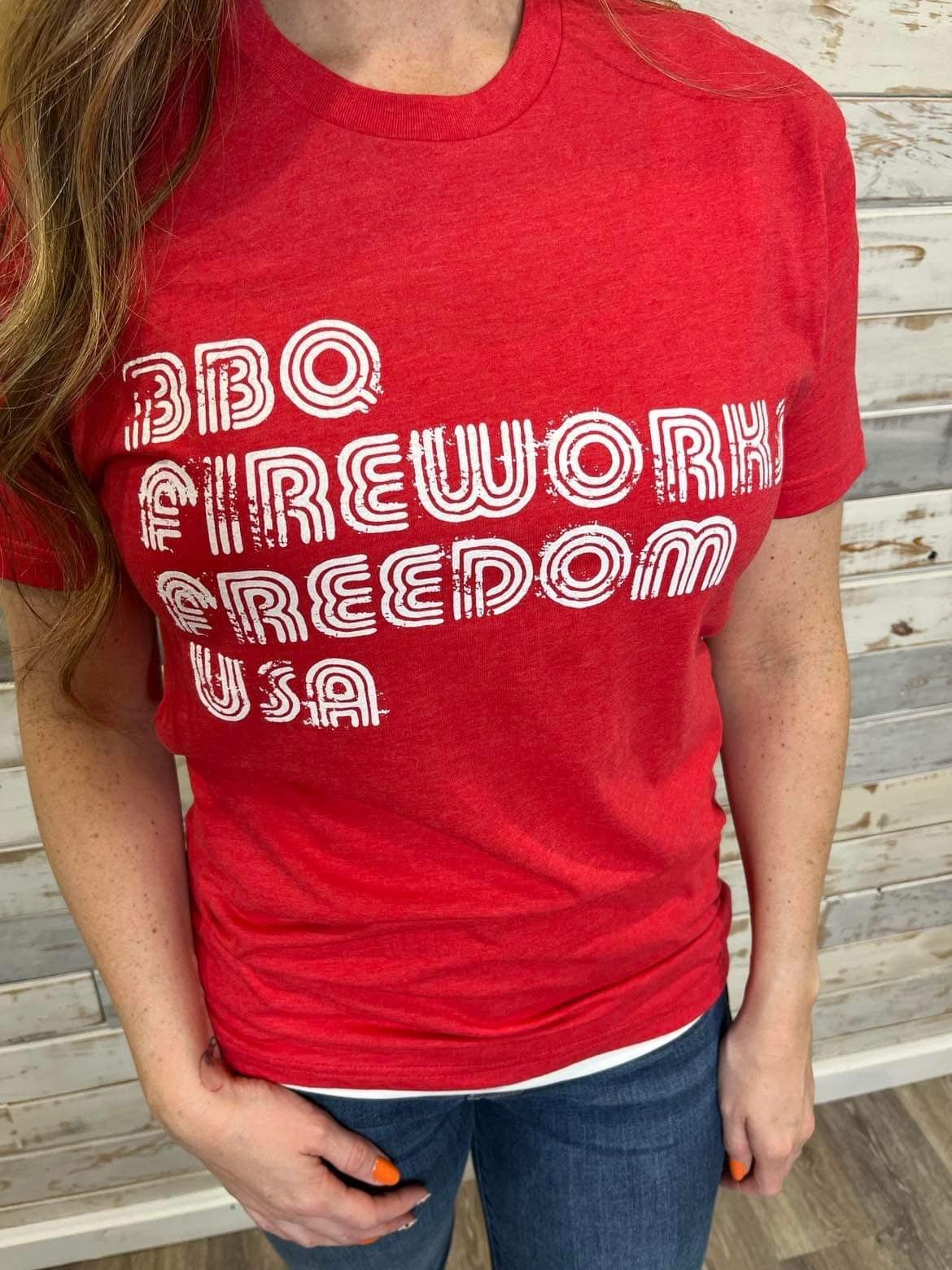 Fireworks & Freedom T-Shirt - Lavender Hills BeautyShe Shed Wholesale