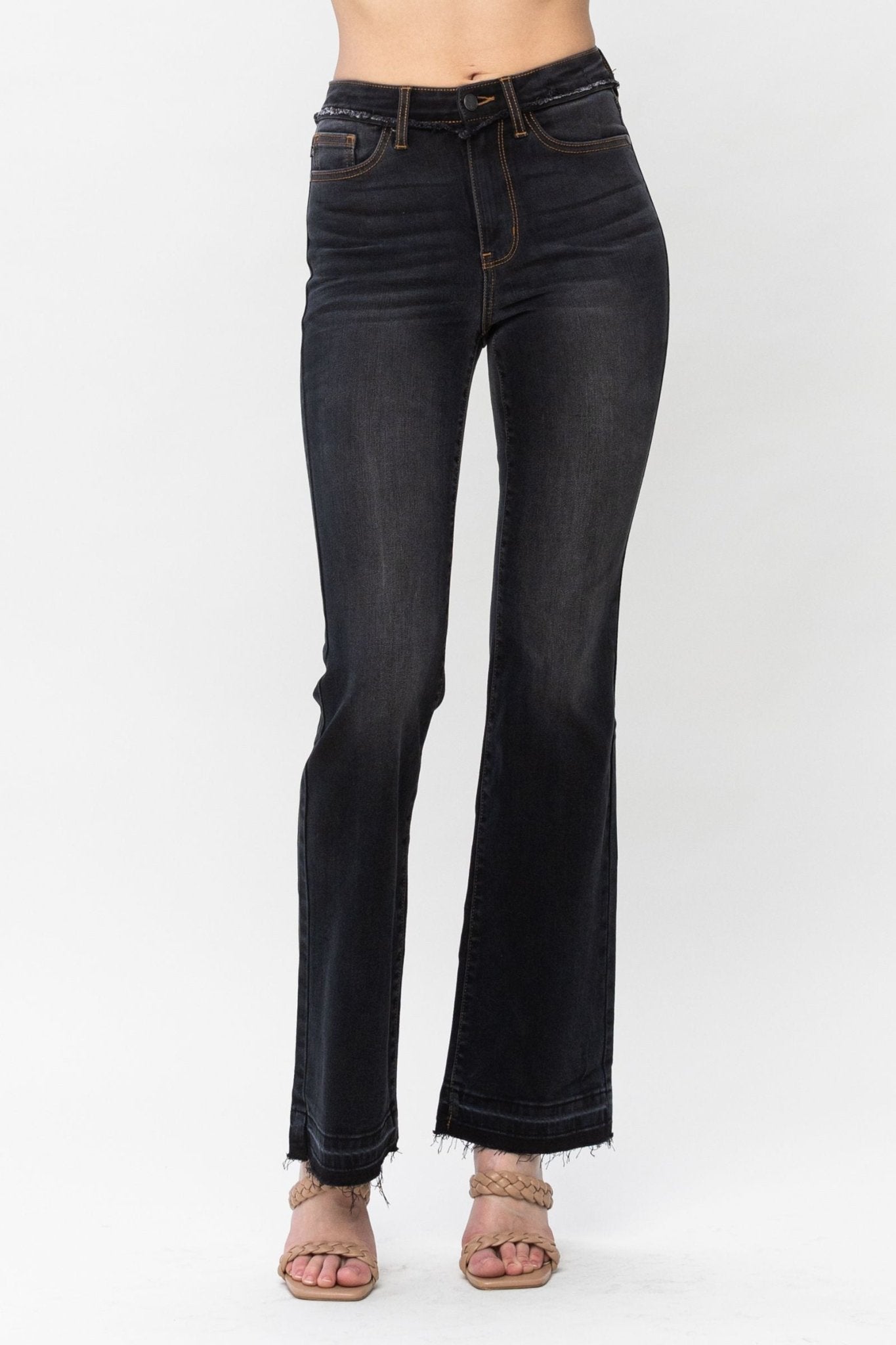 La-la Edgy Black Slim Bootcut Jeans | Judy Blue | 82535 - Lavender Hills BeautyJudy Blue