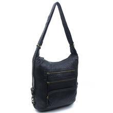 Load image into Gallery viewer, Lisa Convertible Backpack Crossbody Purse - Black | Vegan Leather
