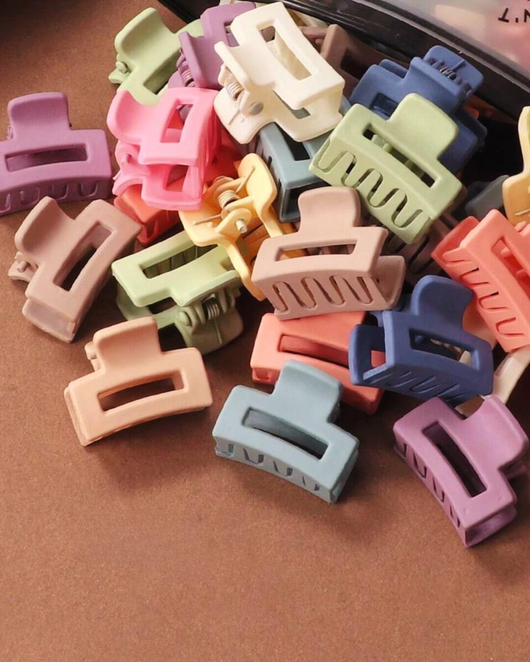 Mini Rectangle Hair Claw Clips Assorted Colors - Set of 10 - Lavender ...