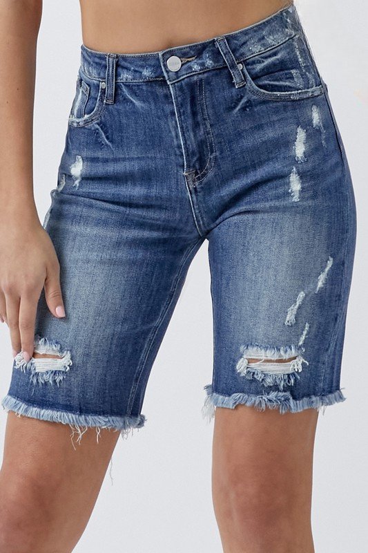 Monterey Plus Size High Rise Bermuda Denim Shorts | Risen Jeans | RDS6002X - Lavender Hills BeautyRisen