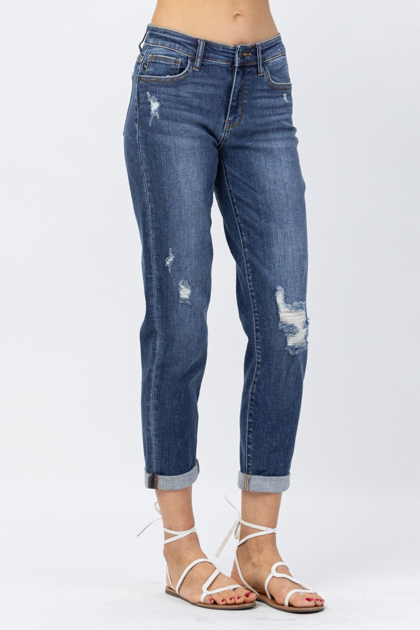 Newport - Mid Rise Slim Fit Cuffed Jeans | Judy Blue | 82204 - Lavender Hills BeautyJudy Blue82204REG-DK-7(28)