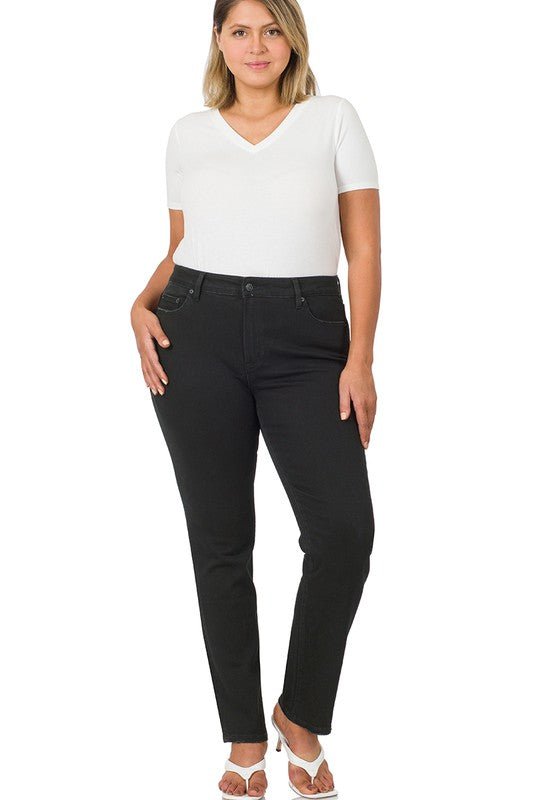 Classic Mid-Rise Straight Leg Black Jeans | Zenana - Lavender Hills BeautyZenanaDPP-1726BB