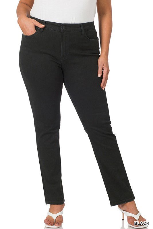 Classic Mid-Rise Straight Leg Black Jeans | Zenana - Lavender Hills BeautyZenanaDPP-1726BB