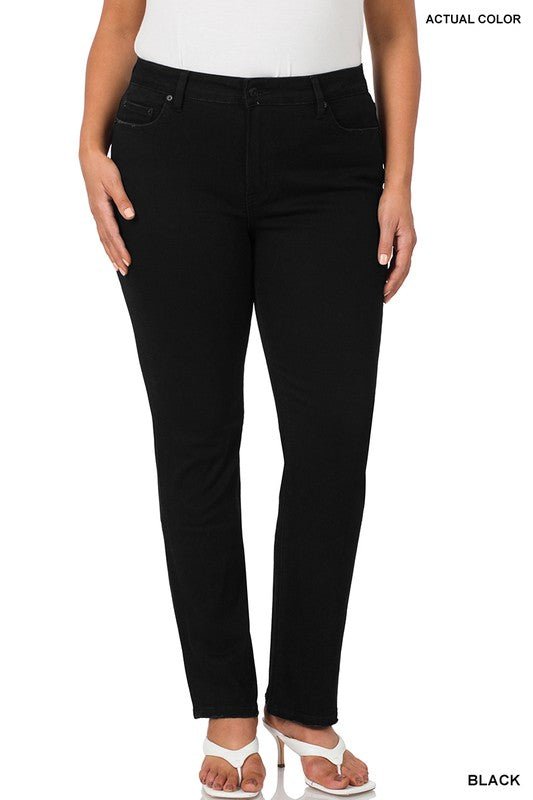 Classic Mid-Rise Straight Leg Black Jeans | Zenana - Lavender Hills BeautyZenanaDPP-1726BB