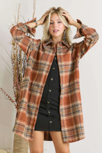 Load image into Gallery viewer, Terra Cotta Flannel Shirt Shacket Plus
