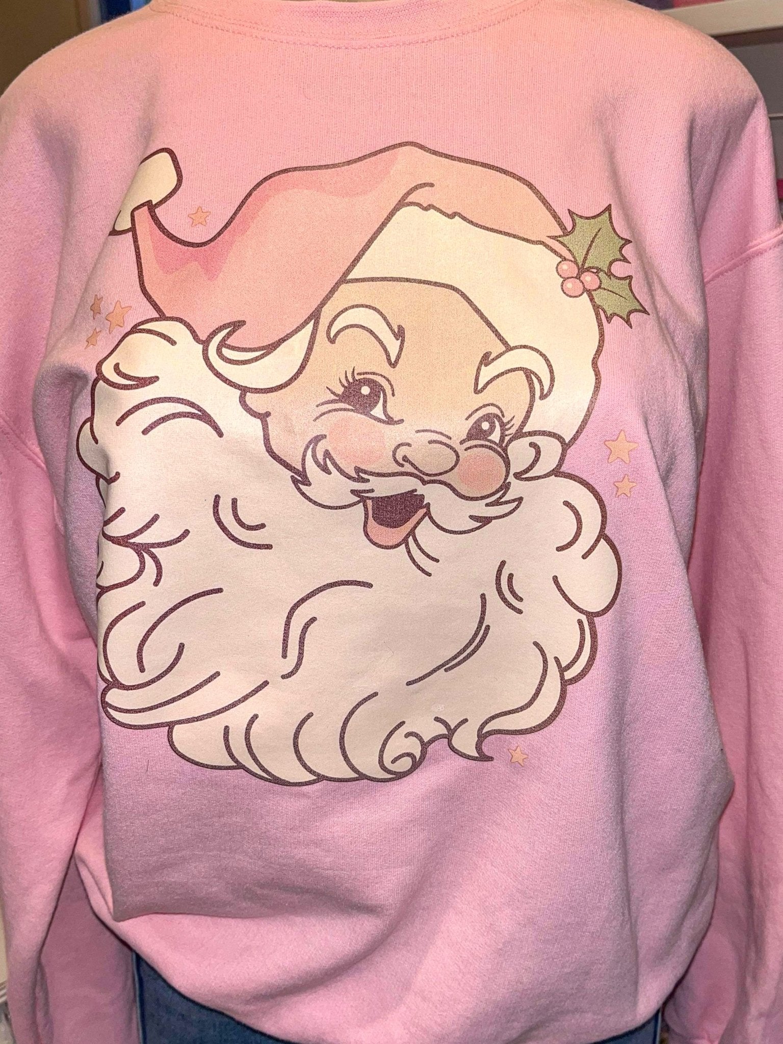 Pink Santa Crewneck Sweatshirt - Lavender Hills BeautyLavender Hills Beauty