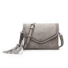 Load image into Gallery viewer, Sloane Flapover Crossbody Purse - Grey | Vegan Leather
