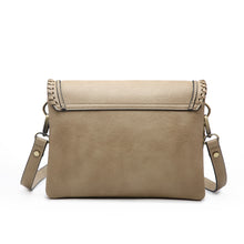 Load image into Gallery viewer, Sloane Flapover Crossbody Purse - Grey | Vegan Leather
