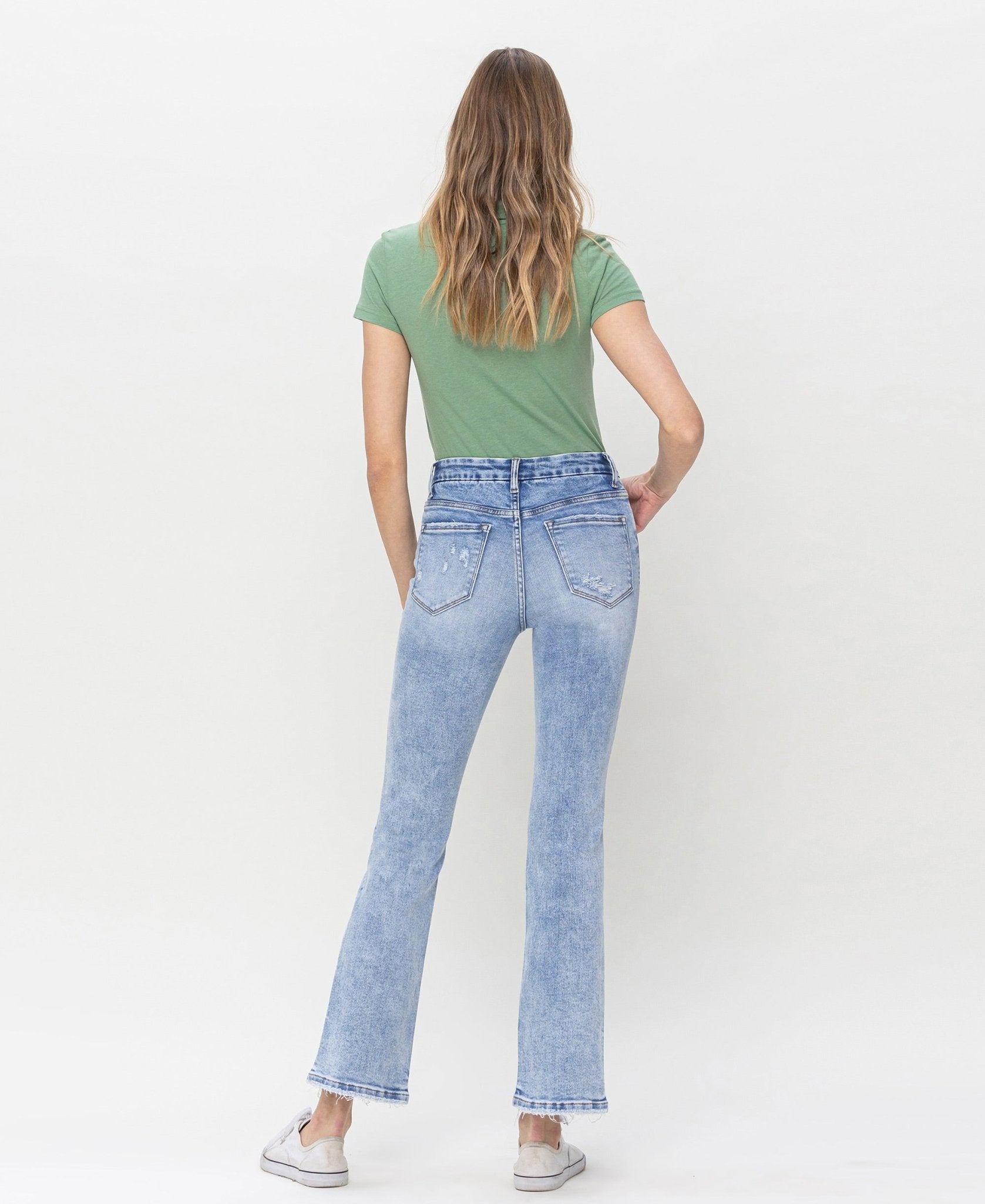 Fashionably High Rise Bootcut Jean - Lavender Hills BeautyVervet by Flying Monkey