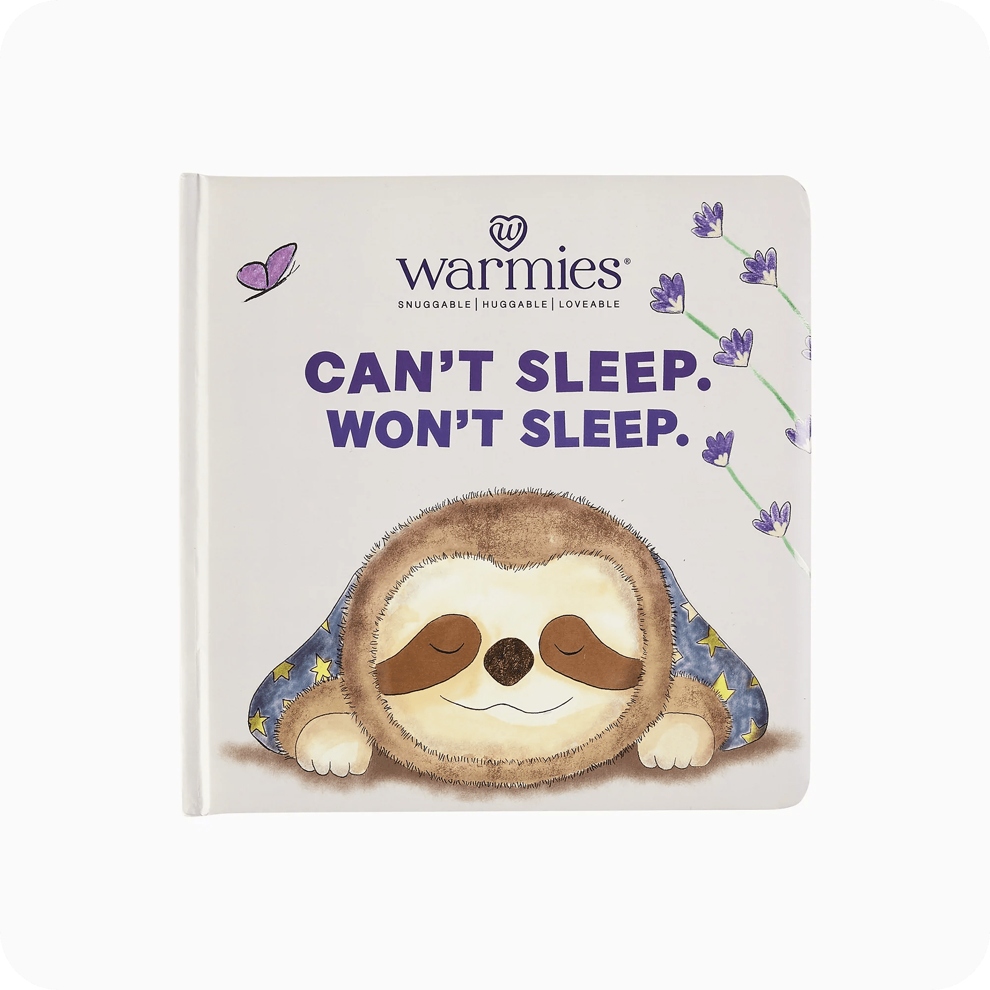 Can't Sleep. Won't Sleep. Board Book | Warmies - Lavender Hills BeautyWarmies